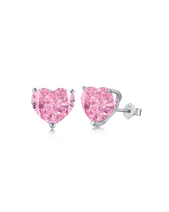 Pink Heart Studs