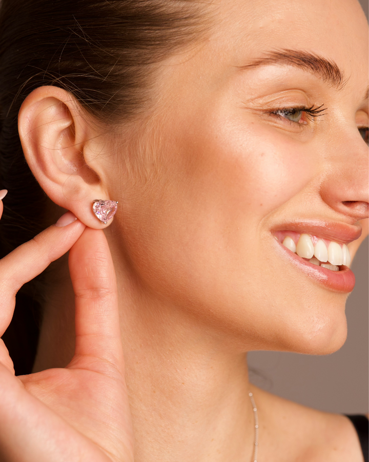 Pink Heart Studs